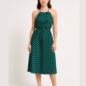 Enfocus Studio Teal and Black Zigzag Midi Dress
